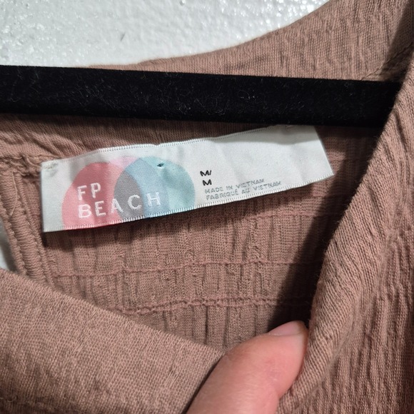 Free People FP Beach Textured Babydoll Mini Dress Pink Mauve OB1199600 M - Picture 3 of 8